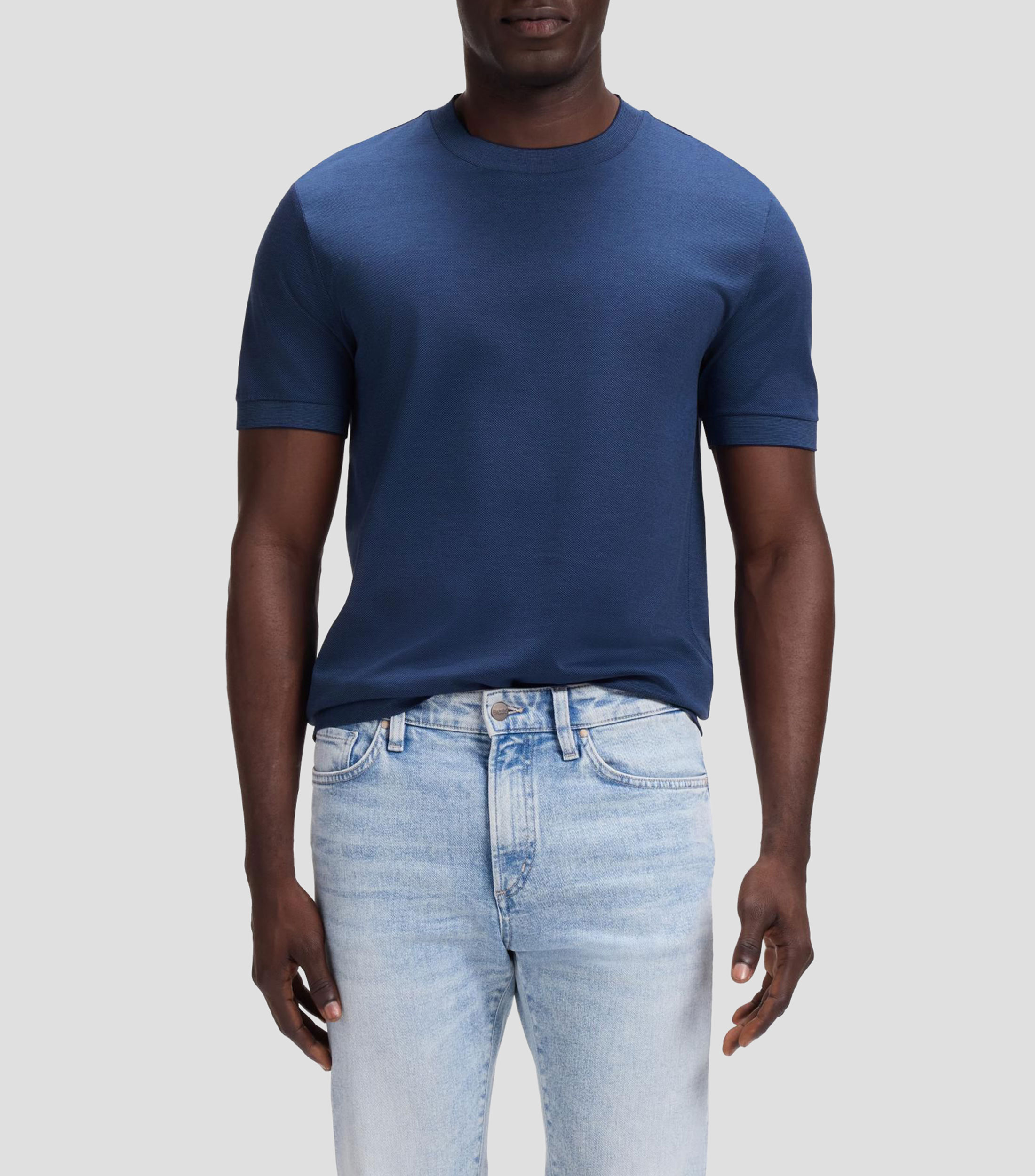 Playera de algodón de lujo con cuello de forro fino Hombre
